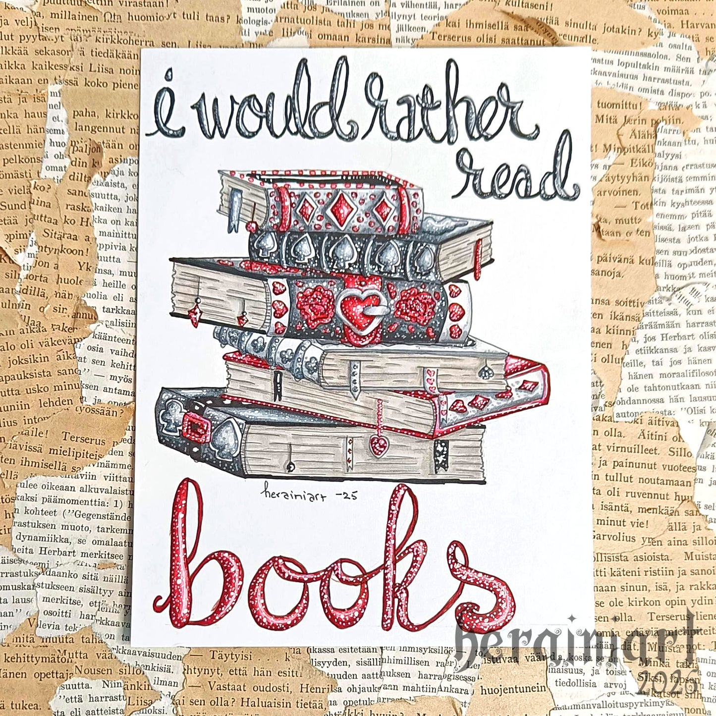 I would rather read books -alkuperäiskuvitus
