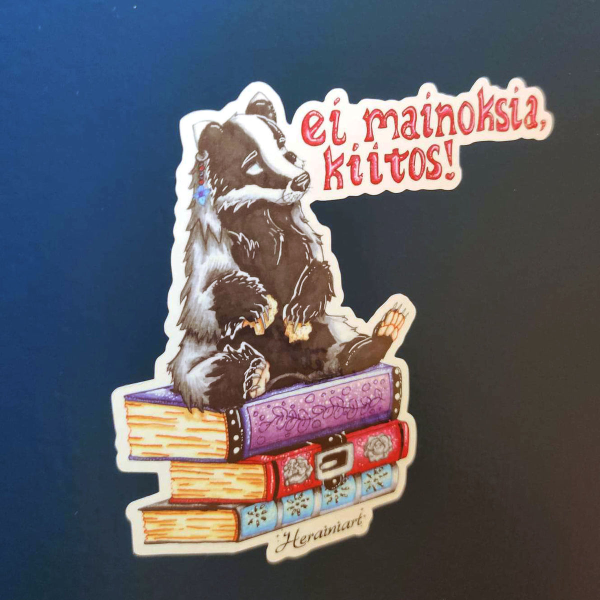 Ei mainoksia, kiitos - Lukeva mäyrä -vinyylitarra