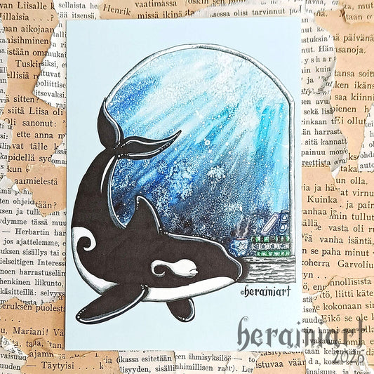 Merenalainen lukuhetki -postikortti