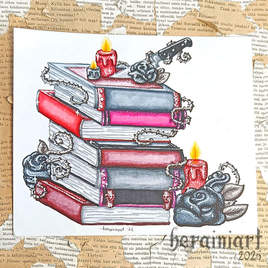 Dark romance -kirjapino -alkuperäiskuvitus