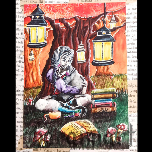 Mäyrä ja neito -postikortti