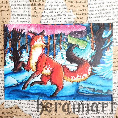 Tulikettu -postikortti