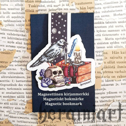 Korppi ja kirjat -magneettinen kirjanmerkki